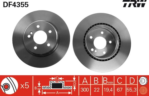 TRW DF4355 - Brake Disc autospares.lv