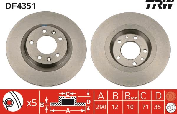 TRW DF4351 - Brake Disc autospares.lv