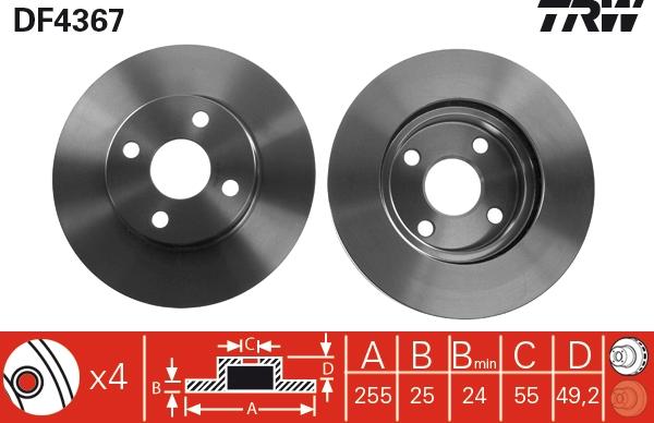 TRW DF4367 - Brake Disc autospares.lv