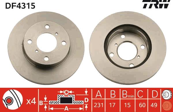 TRW DF4315 - Brake Disc autospares.lv