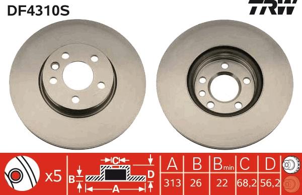 TRW DF4310S - Brake Disc autospares.lv