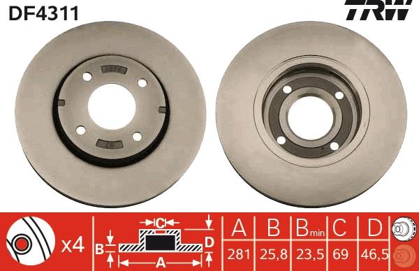 TRW DF4311 - Brake Disc autospares.lv