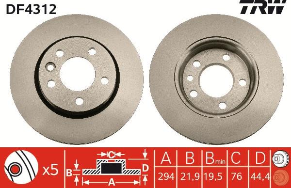 TRW DF4312 - Brake Disc autospares.lv