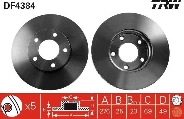 TRW DF4384 - Brake Disc autospares.lv