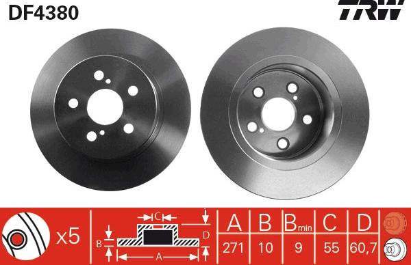 TRW DF4380 - Brake Disc autospares.lv