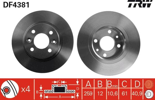 TRW DF4381 - Brake Disc autospares.lv