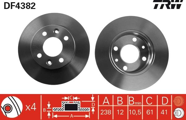 TRW DF4382 - Brake Disc autospares.lv