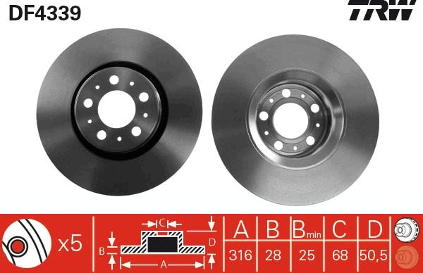 TRW DF4339 - Brake Disc autospares.lv