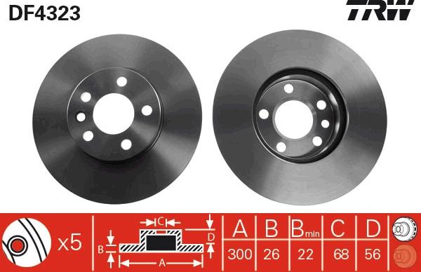 TRW DF4323 - Brake Disc autospares.lv