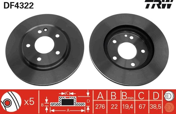 TRW DF4322 - Brake Disc autospares.lv