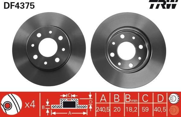 TRW DF4375 - Brake Disc autospares.lv