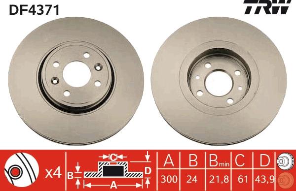 TRW DF4371 - Brake Disc autospares.lv