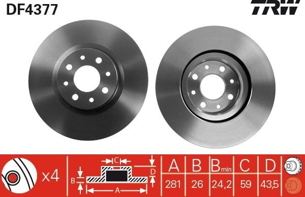 TRW DF4377 - Brake Disc autospares.lv