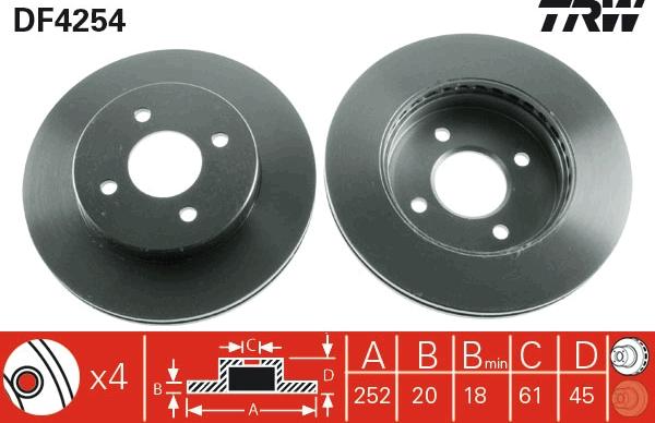 TRW DF4254 - Brake Disc autospares.lv