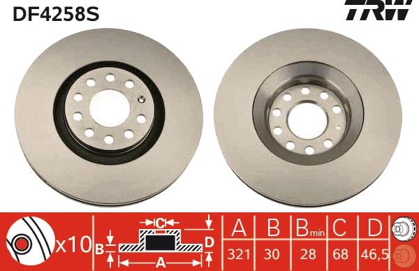 TRW DF4258S - Brake Disc autospares.lv