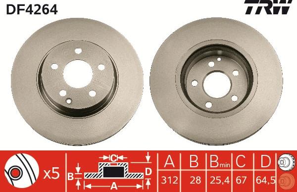 TRW DF4264 - Brake Disc autospares.lv