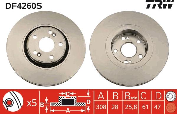 TRW DF4260S - Brake Disc autospares.lv