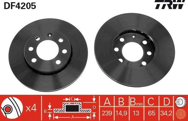 TRW DF4205 - Brake Disc autospares.lv