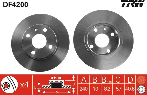 TRW DF4200 - Brake Disc autospares.lv