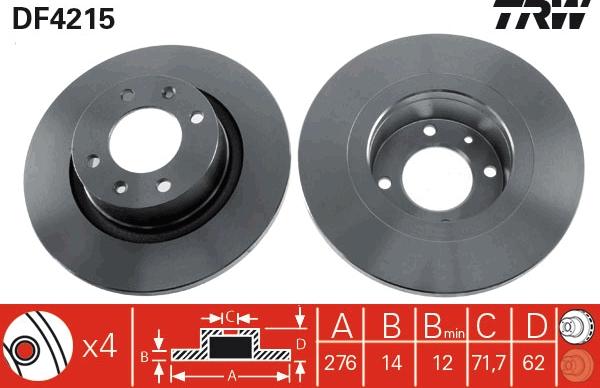 TRW DF4215 - Brake Disc autospares.lv