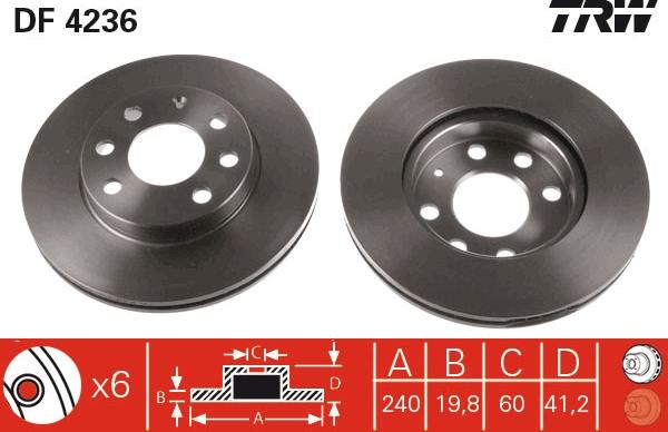 TRW DF4236 - Brake Disc autospares.lv