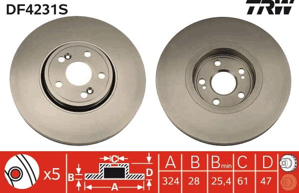 TRW DF4231S - Brake Disc autospares.lv