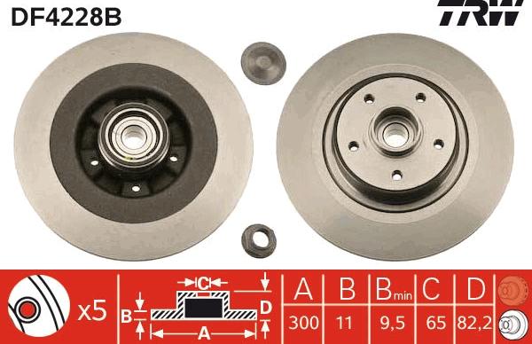 TRW DF4228BS - Brake Disc autospares.lv