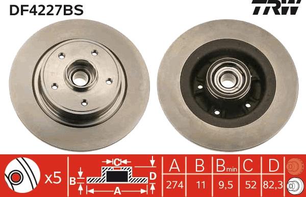 TRW DF4227BS - Brake Disc autospares.lv