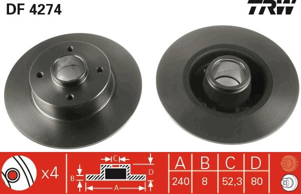 TRW DF4274 - Brake Disc autospares.lv