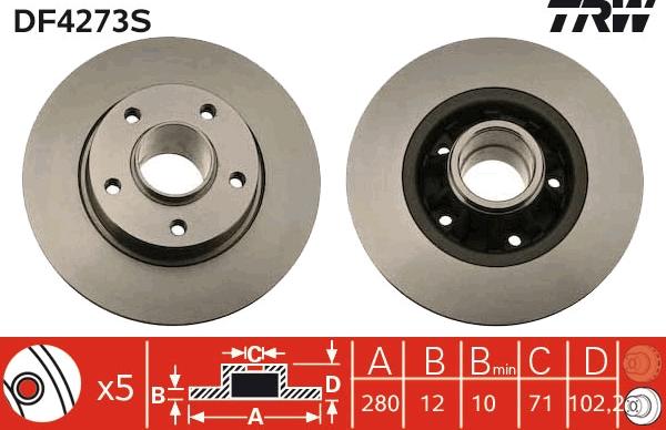 TRW DF4273S - Brake Disc autospares.lv