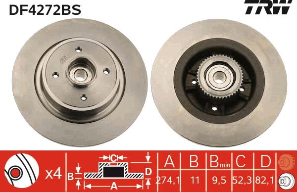 TRW DF4272BS - Brake Disc autospares.lv