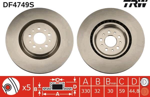 TRW DF4749S - Brake Disc autospares.lv