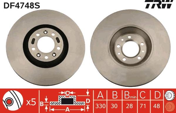 TRW DF4748S - Brake Disc autospares.lv