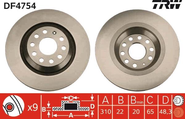 TRW DF4754 - Brake Disc autospares.lv