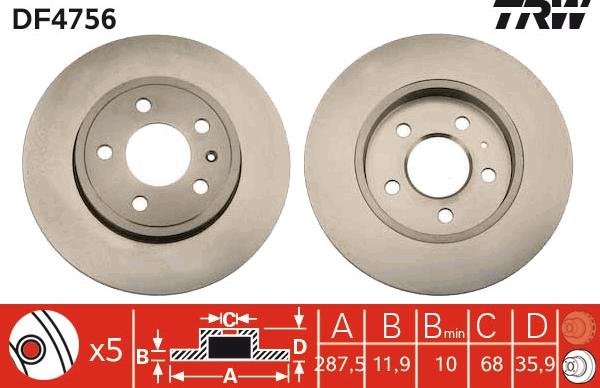 TRW DF4756 - Brake Disc autospares.lv