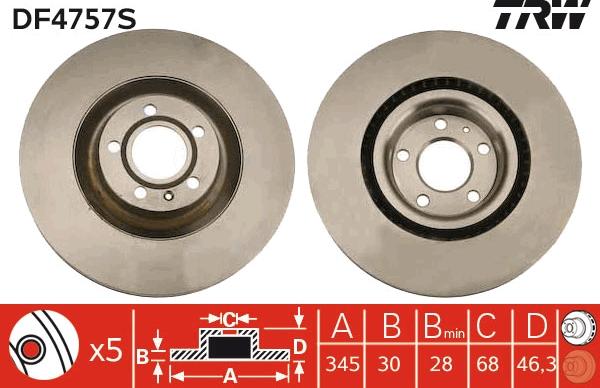 TRW DF4757S - Brake Disc autospares.lv