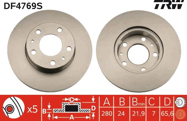 TRW DF4769S - Brake Disc autospares.lv