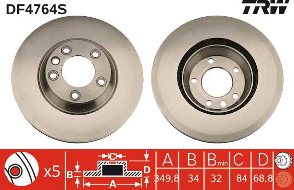 TRW DF4764S - Brake Disc autospares.lv