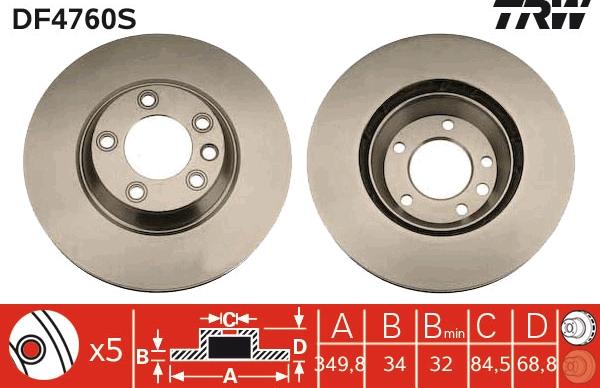 TRW DF4760S - Brake Disc autospares.lv