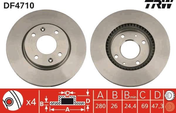 TRW DF4710 - Brake Disc autospares.lv