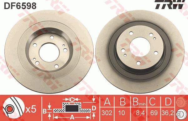 TRW DF6598 - Brake Disc autospares.lv