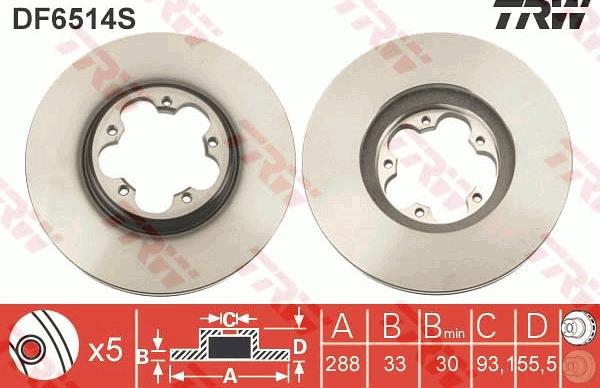 TRW DF6514S - Brake Disc autospares.lv