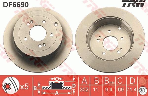 TRW DF6690 - Brake Disc autospares.lv