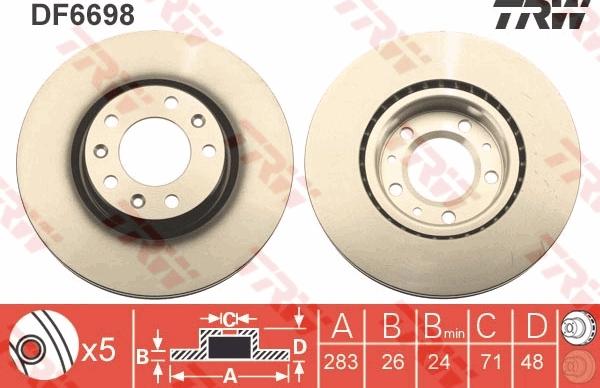 TRW DF6698 - Brake Disc autospares.lv