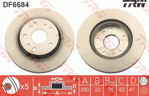 TRW DF6684 - Brake Disc autospares.lv