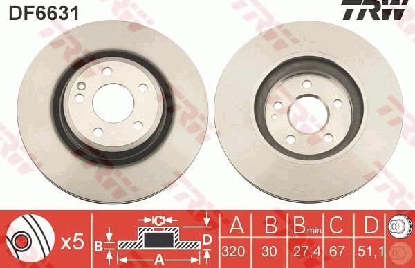 TRW DF6631 - Brake Disc autospares.lv