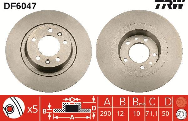 TRW DF6047 - Brake Disc autospares.lv