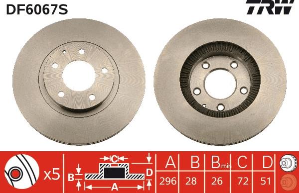 TRW DF6067S - Brake Disc autospares.lv