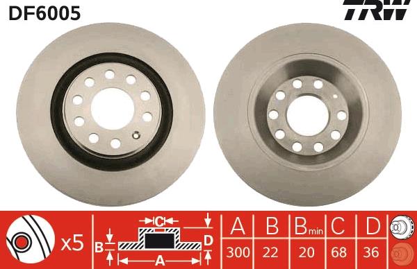 TRW DF6005 - Brake Disc autospares.lv