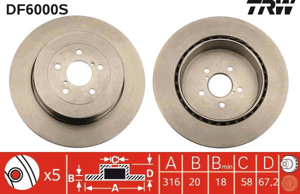 TRW DF6000S - Brake Disc autospares.lv